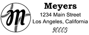 Baseball Outline Script Letter M Monogram Stamp Sample